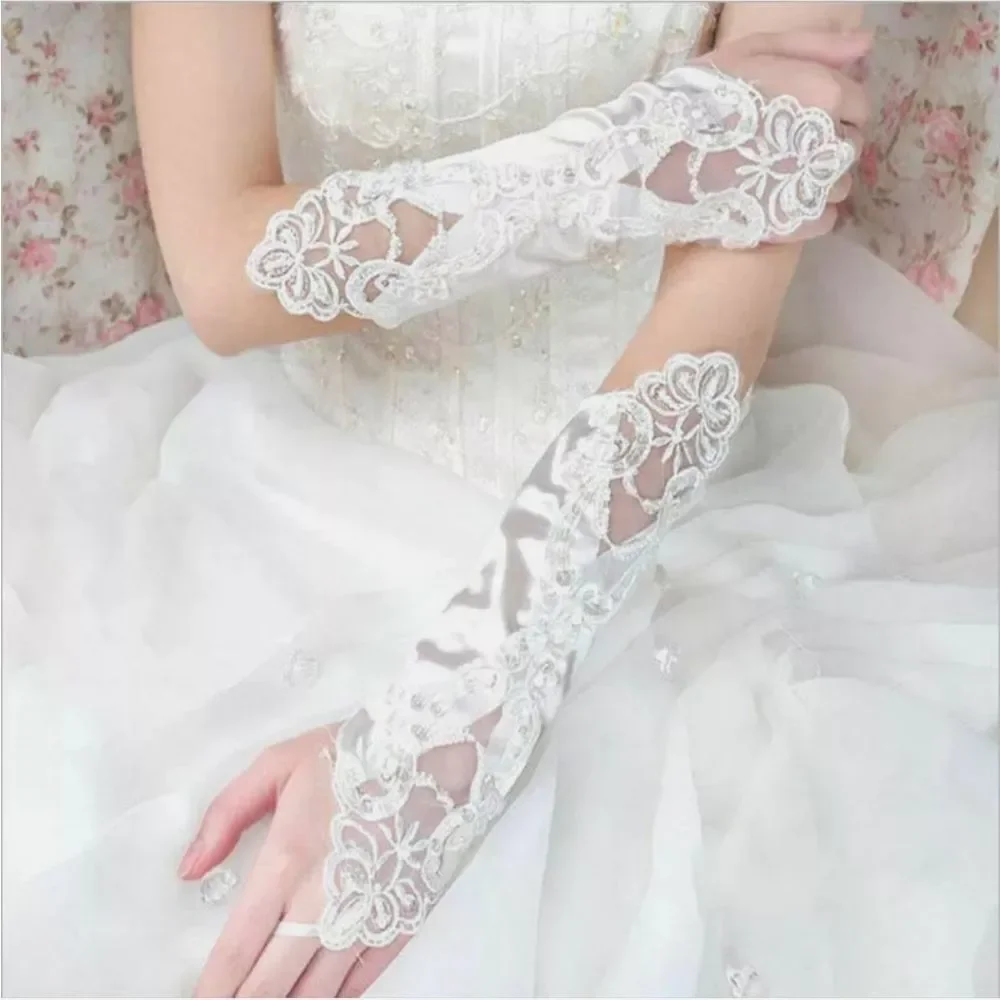 Pearl lace Bridal glove Wedding Prom Party Costume